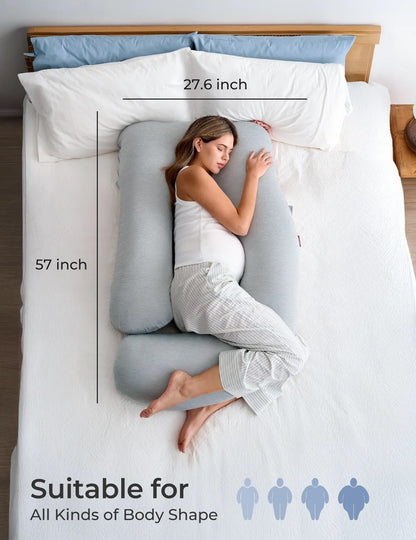 U-shaped pregnancy pillow made from cooling fabric