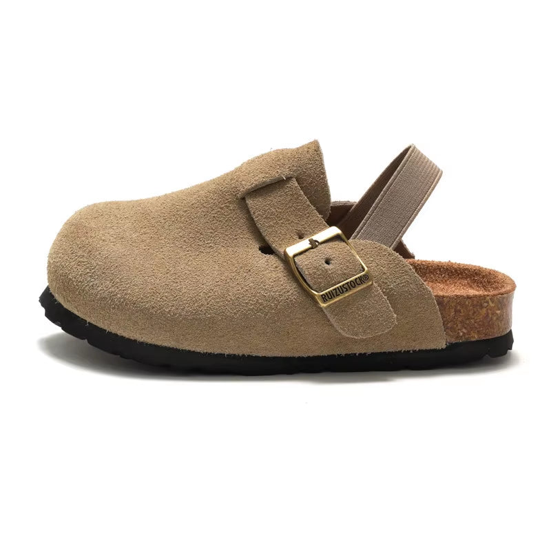 3-10Y Children'S Clogs 2025 Autumn Winter Children'S Sandals Genuine Leather Boys Girls Beach Slippers Kids Matte Leather Shoe