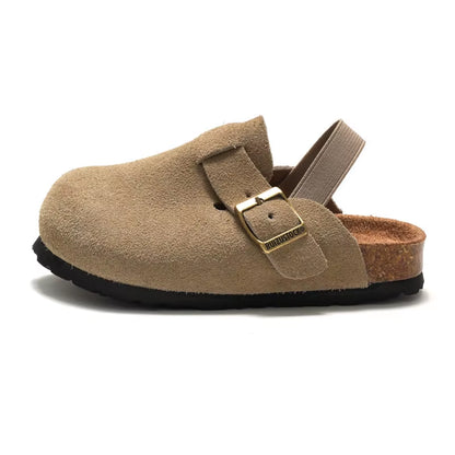 3-10Y Children'S Clogs 2025 Autumn Winter Children'S Sandals Genuine Leather Boys Girls Beach Slippers Kids Matte Leather Shoe