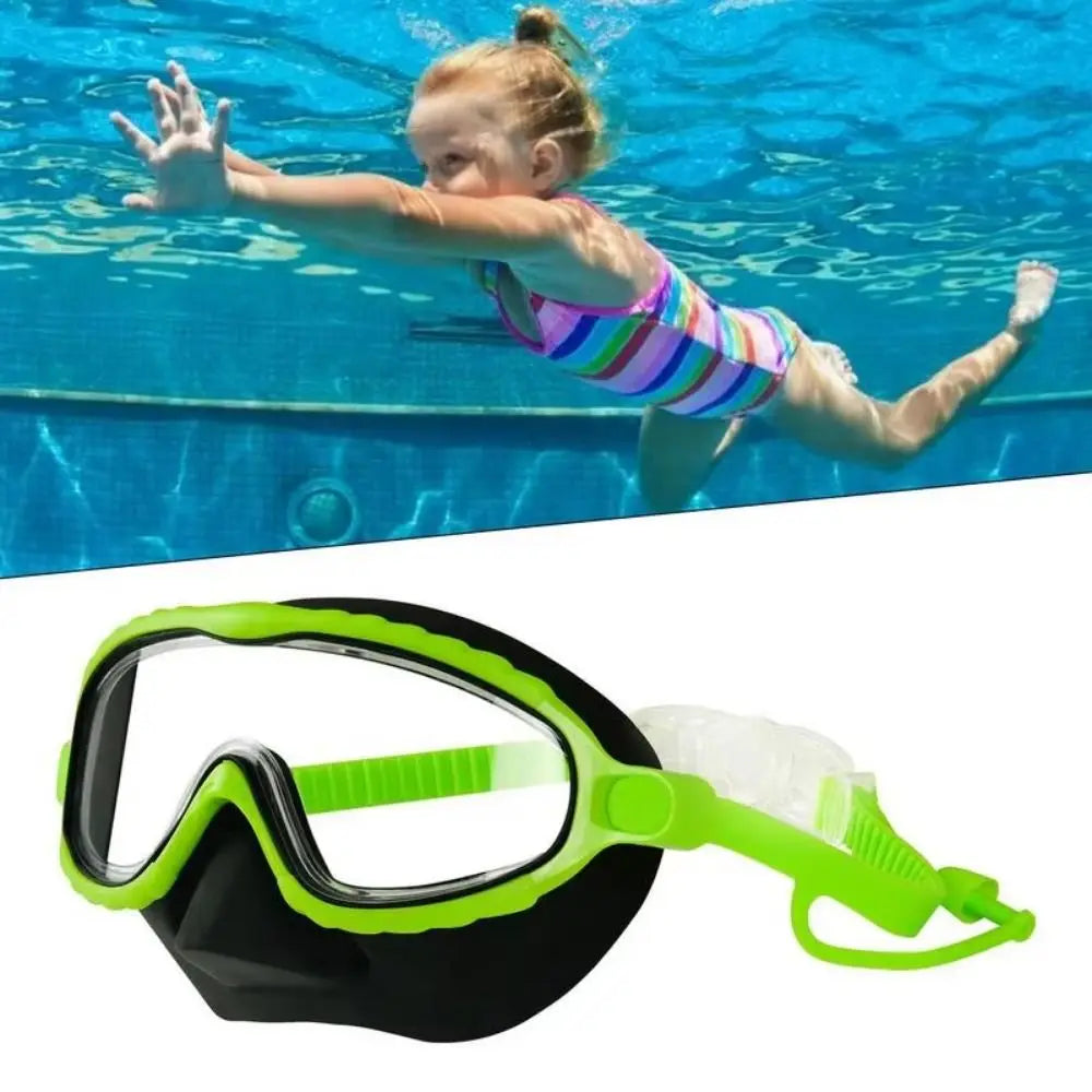 Swim Goggles with Nose Cover Wide Field of View Diving Mask Anti-Fog Anti-Leak ,Toddler Swimming Goggles for Kids Ages 3-15