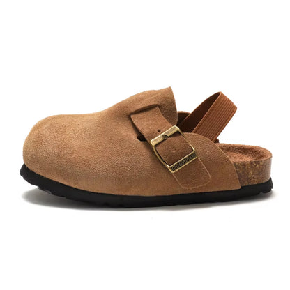 3-10Y Children'S Clogs 2025 Autumn Winter Children'S Sandals Genuine Leather Boys Girls Beach Slippers Kids Matte Leather Shoe