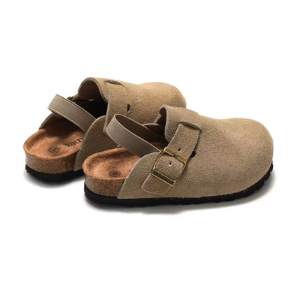3-10Y Children'S Clogs 2025 Autumn Winter Children'S Sandals Genuine Leather Boys Girls Beach Slippers Kids Matte Leather Shoe