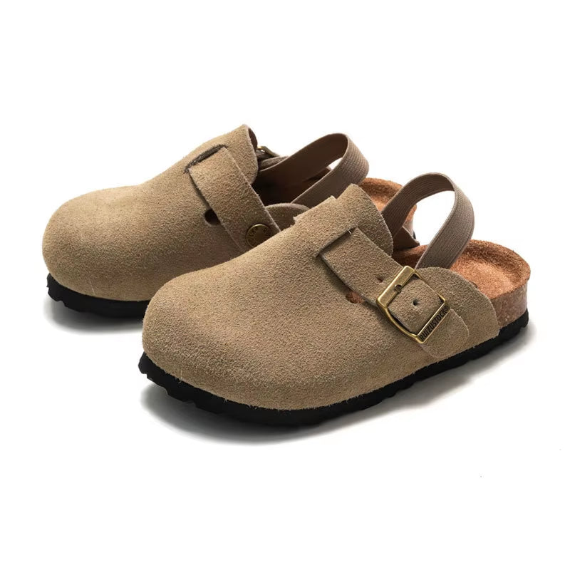 3-10Y Children'S Clogs 2025 Autumn Winter Children'S Sandals Genuine Leather Boys Girls Beach Slippers Kids Matte Leather Shoe