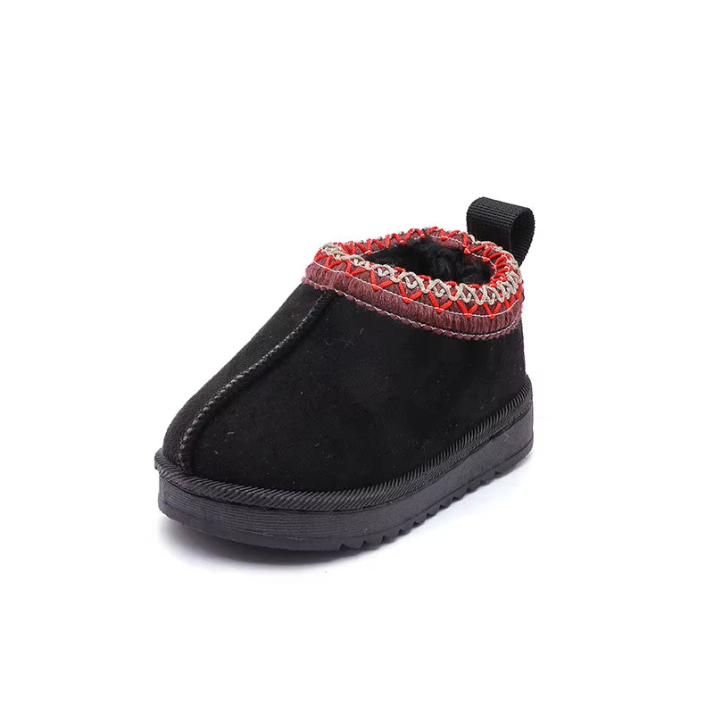 2025 New Fashion Children'S Ankle Boots Soft Winter Causal Girls Cotton Shoes Solid Color Kids School Plush Boots Warm Shoes